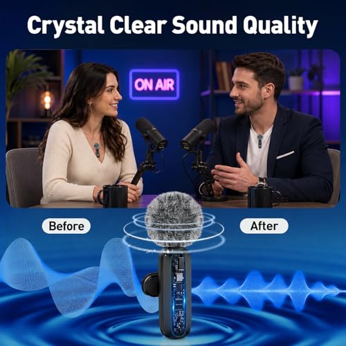 2-Pack Wireless Mini Mic for Video Recording, Noise Reduction Lapel Microphone for USB-C Phone
