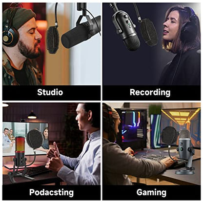 Pop Filter for Microphone - Sponge Layered Pop Wind Screen with Enhanced Flexible 360° Gooseneck