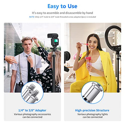 NEEWER Pack of 3 Standard 1/4 to 3/8 Inch Metal Converter Thread Adapter Spigot Stud for Studio Light Stand, Hotshoe/Coldshoe Adapter, Ball Head, Wireless Flash Receiver, Trigger - ST23 - style: ST23