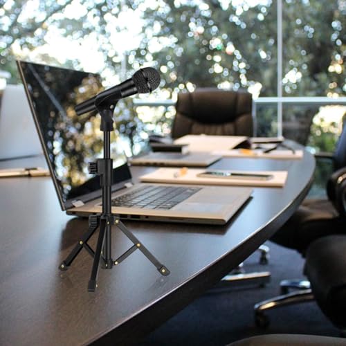 Tabletop Mic Stand, Adjustable Desktop Microphone Stand with Mic Clip and 5/8" Male to 3/8" Female Screw for Most Microphone on the Market