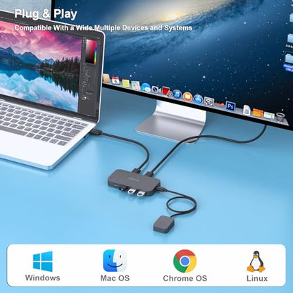 BENFEI USB 3.0 Switch, USB Switcher 2 Computers Share 3*USB 3.0 and 1*USB C with Remote Control for PC Mouse Keyboard Printer Scanner, USB KVM Switch Selector Compatible with Windows, Mac, Linux - style: Switch USBA*3+USBC+Remote Control