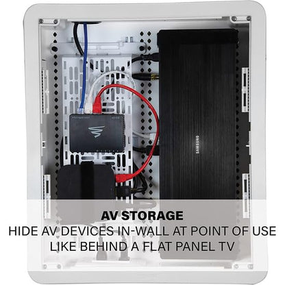 Legrand - OnQ Cable Management, In-Wall Media Box, Dual Purpose Structured Wiring Enclosure, TV Home Theater Recessed Storage Box, 17 Inch, White, ENP1700NA - size: 17 inch