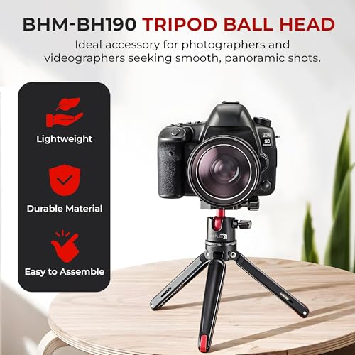 REFLEX CAMERA Metal 9" Mini Tripod Desktop Tripod with 360° Ball Head and 1/4"-20 Screw for DSLR Cameras, Smartphone, Projectors with Quick Release Plate & Bubble Spirit Level, 5Kg Load