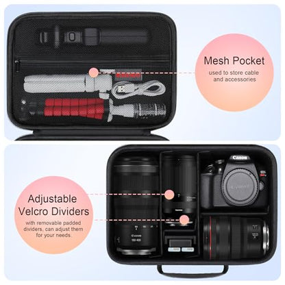 Case for Canon T7/ R100/ KODAK AZ528/ Sony ZV-E10/ Alpha 6700/ A6400 Camera | Canon T7/ R100/ KODAK AZ528/ Sony ZV-E10/ Alpha 6700/ A6400 Camera Carrying Case, Lens Accessories Hard Travel Bag, Black - color: Dark Black