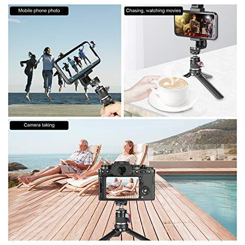 Mini Ball Head with 1/4" Hotshoe Mount Adapter 360 Degree Rotatable Aluminum Tripod Head for DSLR Cameras HTC Vive Tripods Monopods Camcorder Light Stand - size: 1/4" & 3/8"ColdShoe