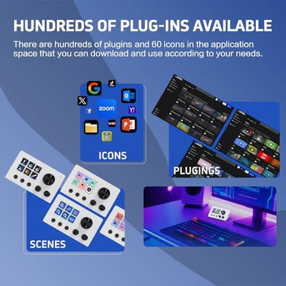 ActionRing Streaming Macro Keypad, Stream Controller Deck, Gaming Shortcut Keyboard, with 6 Customizable LCD Shortcut Keys, 3 Buttons and 3 Dials, Trigger Actions in OBS/Twitch/YouTube, For office workers and Content creaters,Windows 10/Mac14.0 (N3 White)
