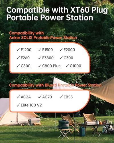 3M(10FT) 12V/24V Car Charging Cable to XT60 Connector, 14 AWG Cigarette Lighter Charger, Compatible with Anker SOLIX C300/C1000/F2000, EcoFlow Delta 2, BLUETTI AC2A Portable Power Station - color: Orange