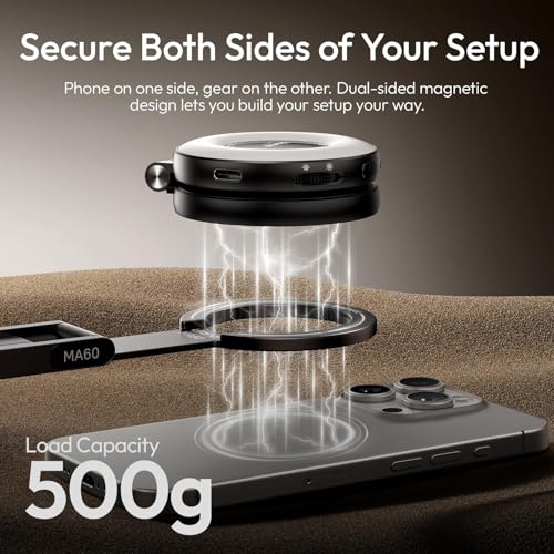 ULANZI MA60 Magnetic Phone Tripod Stand for iPhone 17 16 15 14 13 12 - Ultra Thin 0.8cm Foldable Aluminum Mini Tripod, Strong N52 Magnet Quick Mount, Pocket Cell Phone Stand, Black - color: BLACK