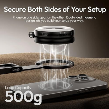 ULANZI MA60 Magnetic Phone Tripod Stand for iPhone 17 16 15 14 13 12 - Ultra Thin 0.8cm Foldable Aluminum Mini Tripod, Strong N52 Magnet Quick Mount, Pocket Cell Phone Stand, Black - color: BLACK