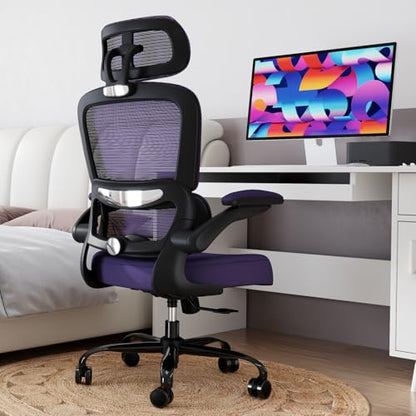 TRALT Office Chair Ergonomic Desk Chair, 330 LBS Home Mesh Office Desk Chairs with Wheels, Comfortable Gaming Chairs (1, Violet) - color: Violet