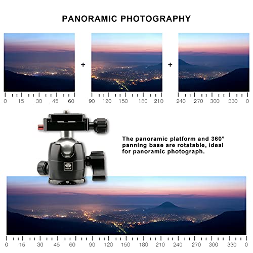SIRUI Camera Tripod Ball Head, 10KG/22.05lbs Loading Capacity, 360°Panning Base, Aluminum Build Quality, Safety Lock, Universal Mounting Plate for Easy Attachment (B-00K Ball Head) (B-00K) - color: B-00K