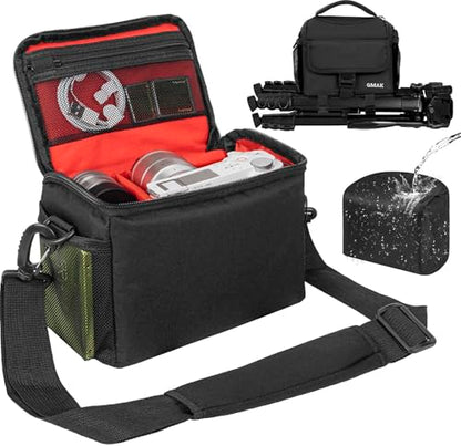 Camera Carrying Bag, Anti-Shock Camera Case Bag with Water-resistant Rain Cover Compatible for Canon EOS R50 M50 Powershot SX540 SX70, Nikon Coolpix L340 B700 P610, Panasonic LUMIX, Sony a6100 a6400 - color: Black, size: Small