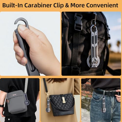 Magnetic Phone Tripod Stand for iPhone iPad, Aluminium Portable Phone Tablet Holder with Carabiner Smartphone Mini Tripod Stand Strong Magnet Compatible with iPhone 17 16 15 14 13 12 iPad Series