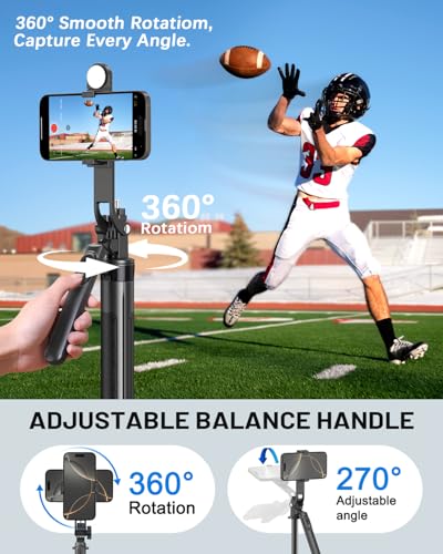 Yeaki Vlogging Kit for iPhone/Android, 71" Selfie Stick Tripod for iPhone with Light, Wireless Remote & Microphone, Adjustable Phone Tripod for TikTok/YouTube Starter Content Creator Essentials Kit - size: Tripod with Small Ring Light & Mic