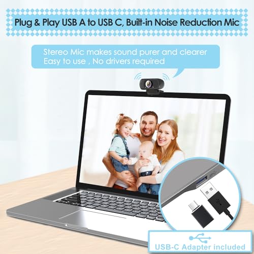 USB C Webcam for Switch 2 / PC: 1080P HD Web Cam with Mic,Computer Camera with Privacy Cover & Tripod Stand for MAC Desktop Laptop, Wide Angle Webcam Pro Streaming Web Camera for Skype/Teams/Webex - style: USB-C Webcam with Cover & Tripod