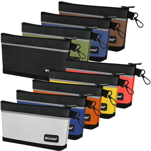 TICONN Tool Pouches with Zipper, 1680D Oxford Small Tool Bags, Waterproof Utility Bag Zipper Pouch for Tool Organizers and Storage (9 Pack Medium) - size: Colored, 9 Pack Medium