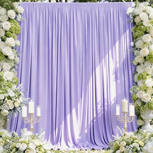 Sugargirl Wrinkle Free Lavender Backdrop Curtains Polyester Photo Backdrop Drapes Curtains with Rod Pockets for Party Birthday Wedding Photography Home Decoration(5x8FT, 2 Panels) - color: Lavender, size: W5' x H8' (2 panels)
