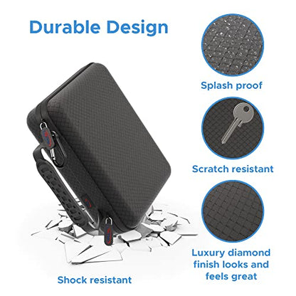 DigiCharge Action Camera Carrying Case – Fits GoPro Lit Hero 13, 12, Max 2, DJI Osmo Action 5/4 & More – EVA Hard Shell Travel Bag with Mesh Pocket, Foam Cut-Outs & Work Mat – 7×6×2.5 Inches - size: M