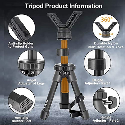 HUNTPAL Portable Shooting Stick Tripod Gun Rest | Portable, Adjustable Height, Compact Aluminum Construction, For Range Table Shooting Target Practice - color: Tripod-671: 7.5"-15"