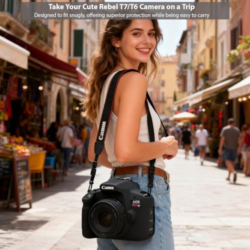 Case for Canon EOS Rebel T7 Rebel T6 Camera, Soft Silicone Rubber Protective Camera Case Cover Accessories, Lightweight, Anti-Scratch with Button Marking for EOS Rebel T7 T6 (Black) - color: Black