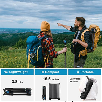 JOILCAN Tripod for Camera, 81" Aluminum Camera Tripod, 83" DSLR Tripods & Monopods, Heavy Duty Travel Tripod for Binoculars Spotting Scope Telescope, Max Load 35lb - color: Blue