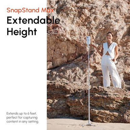 ShiftCam SnapStand Max – Magnetic Selfie Stick & Tripod – Compact, Foldable & Extendable with Tilt Head and Magnetic Bluetooth Remote (Stone, SnapStand Max) - color: Stone, size: SnapStand Max