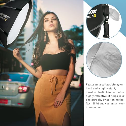 Bowens Mount Softbox 24''/60CM Handheld Quick Set-up, S-Type Bracket Compatible with Godox Canon Sony Fuji YongNuo Flash AD200PRO V1 TT600 V860III 430EXIII SB500 YN320EX YN560 - size: CF 24''