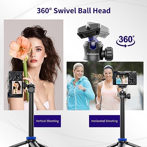 Kaitezenz Selfie Stick Tripod for Gopro Camera, 62" Extendable Tripod Stand with 360° Ball Head 1/4" Screw, Portable Lightweight Camera Tripod for Max Hero 13 12 11 10 DJI OSMO Pocket3 Action Camera