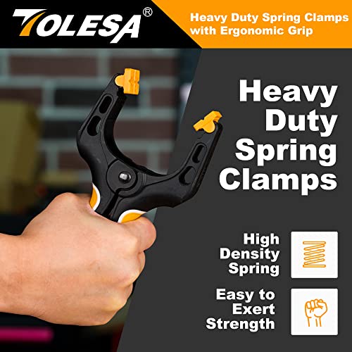 TOLESA Heavy Duty Spring Clamps 4 Inch 8 Pcs Large Wood Clamps with 30Lbs Powerful Clamping Force Deep Throat Nylon Clamps for Woodworking Photography Backdrop Household Use Cover Holding Wood Gluing