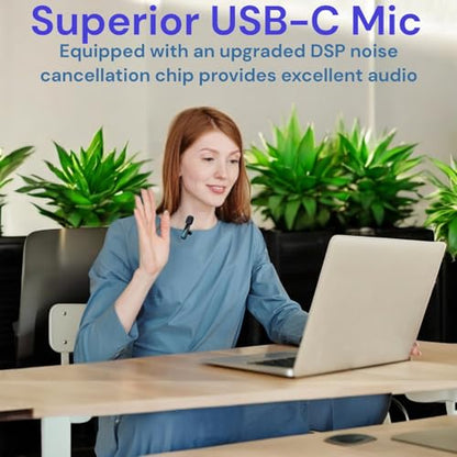 2-Pack Wireless Mini Microphone for iPhone 15,16,17, Lavalier Microphone for Video Recording, 2 In 1 Noise Reduction Lapel Mic For Android, Ipad, PC – Mini Mic with USB-C for Content Creators Potcast
