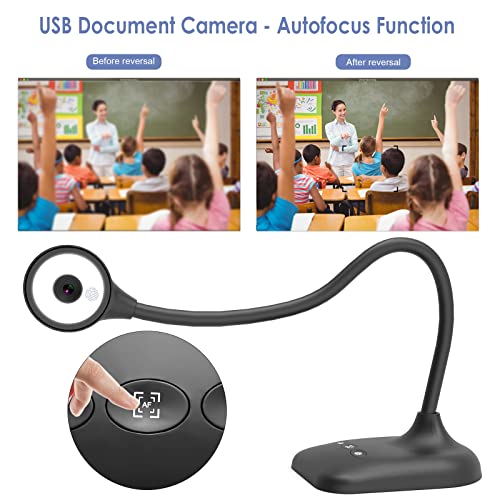 USB Document Camera for Teachers, Webcam/Doc Camera for Classroom with A3 Format, 3-Level LED Lights, Image Invert, Fold, Dual mic for Mac OS, Windows, Zoom, OBS Work with Distance Learning