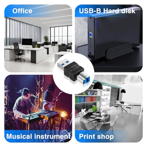 Duttek USB A to USB B Connector Adapter, High-Speed 5Gbps Type 3.0 Male to Type B (MIDI) Male Power and Data Extension Adapter, for Audio Interface, Electronic Piano, Printer, Scanner (2-Pack) - style: USB 3.0 Male to USB B Male Adapter