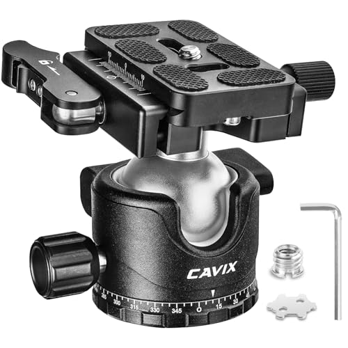 CAVIX 36mm Tripod Ball Head with Lever Release, Low Profile Heavy Duty Ball Head Mount with Arca Swiss Quick Release Plate for Camera Tripod Monopod DSLR Camcorder Telescope,Max Load 33lb/15kg(H-36F) - size: Ball Dia. 36mm