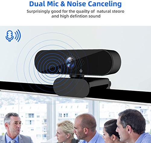 1080P Webcam with Microphone & Privacy Cover, Web Cam USB Camera, Computer HD Streaming Webcam for PC Desktop & Laptop w/Mic, Wide Angle Lens & Large Sensor for Superior Low Light