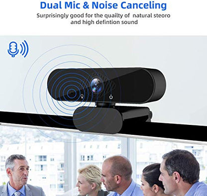 1080P Webcam with Microphone & Privacy Cover, Web Cam USB Camera, Computer HD Streaming Webcam for PC Desktop & Laptop w/Mic, Wide Angle Lens & Large Sensor for Superior Low Light