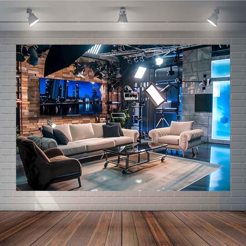 Talk Show Stage Backdrop TV Show Photo Background News Broadcasting Interview Conference for Photo Booth Portrait Studio Props TAYBDJ1825 - size: Customsize