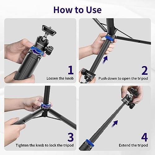Kaitezenz Selfie Stick Tripod for Gopro Camera, 62" Extendable Tripod Stand with 360° Ball Head 1/4" Screw, Portable Lightweight Camera Tripod for Max Hero 13 12 11 10 DJI OSMO Pocket3 Action Camera