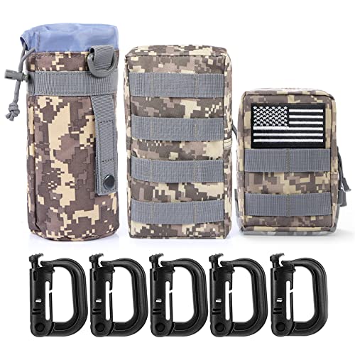 3 Pack Molle Pouch Combo Water Bottle Pouch Holder Tactical Molle Pouches Compact Utility Waist Bag Pack - color: Combo D:ACU