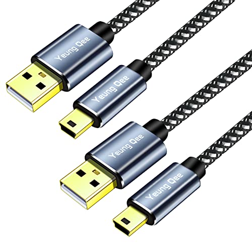 Mini USB Cable 1.5ft,Braided USB 2.0 Type A to Mini B Cable Charging Cord Compatible with PS3 Controller, MP3/4 Player,PDA, Camera, Scanner and More Mini USB Devices (1.5FT/50CM,2 Pack) - size: 1.5FT/50CM,2 Pack