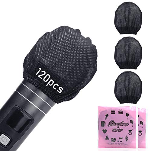 120pcs (60 pairs) Mic Covers Disposable Non-Woven, Individually Wrapped Mic Cover For Sanitary Mic Covers Disposable For Mic Microphone Windscreen & Pop Filters Black - color: 120 pack-Black
