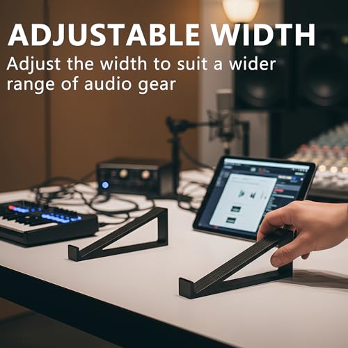 Musiin Audio Interface Stand compatible with SSL2+ MK2,ID14 MK2,ID4 MK2,Apollo X 4,and more.Minimal design with solid triangle frame saves space and keeps your setup stable and professional (black) - color: Black