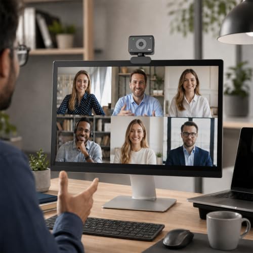 Webcam for PC, 1080P Full HD USB Webcam with Privacy Cover & Built-in Microphone, Plug and Play Computer Web Camera for Video Conference Online Class Live Streaming Video Calling