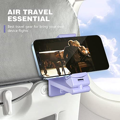 Perilogics Airplane Phone Holder Mount Universal in Flight Hands Free Viewing with Multi-Directional Dual 360 Degree Rotation (Black/Lavender) - color: Black / Lavender