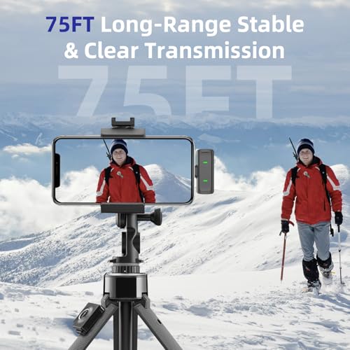 NPTCL Wireless Lavalier Mini Microphone for iPhone Video Recording | Noise Canceling Lapel Lav USB C Mic, LED Digital Charge Display, 35 Hour Charging Case for VlogYoutube Tiktok Podcast - style: USB-C