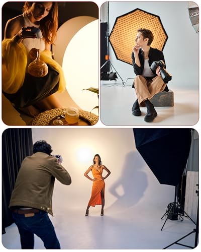 REFLEX CAMERA Professional 80W Handheld LED Photography Light – Portable Studio Video Light, Continuous Lighting for Photography, Handheld LED Spotlight. 3200-5600K 18000lux/1m CRI97 12 Effects + RGB