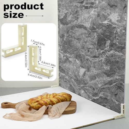 Threehoney 8 Pcs Photograph Backdrop Board Bracket 2.6 x 2.6 x 0.5 Inch Vertical L Shape Background Holder Stand Adjustable Plastic Backdrop Holder for Studio Photography Background Support