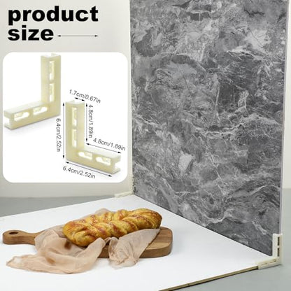 Threehoney 8 Pcs Photograph Backdrop Board Bracket 2.6 x 2.6 x 0.5 Inch Vertical L Shape Background Holder Stand Adjustable Plastic Backdrop Holder for Studio Photography Background Support