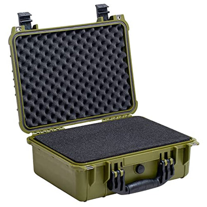 MEIJIA Portable All Weather Waterproof Camera Case With Foam,Fit Use of Drones,Camera,Equipments,Pistols,15.98x12.99x6.85inches - color: Green