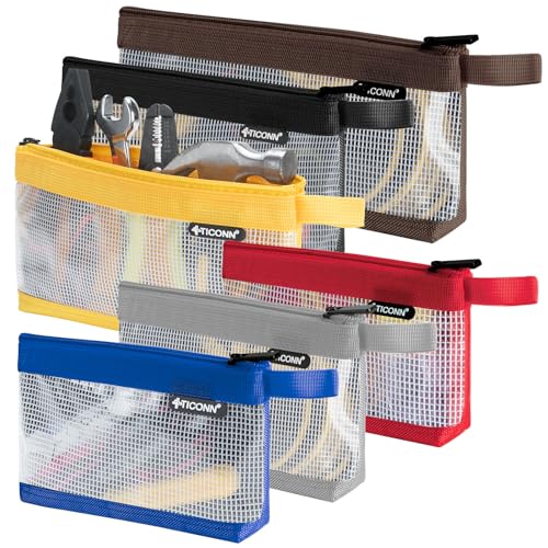 TICONN Tool Pouch, 1680D Oxford Small Tool Bag, Tool Pouches with Zipper, Clear Utility Bag Zipper Pouch for Tool Organizers and Storage (6PK Combo) - size: Clear, 6 Pack Combo
