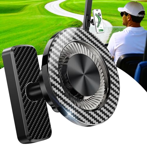 Black Magnetic Golf Cart Phone Holder, Golf Accessories Gifts for Men Dad Husband Unique, Birthday Golf Gifts for Men Him Boyfriend, 360° Rotation Phone Mount for Golf Cart, Golfers Must Haves Gadgets - color: Carbon Fiber Black